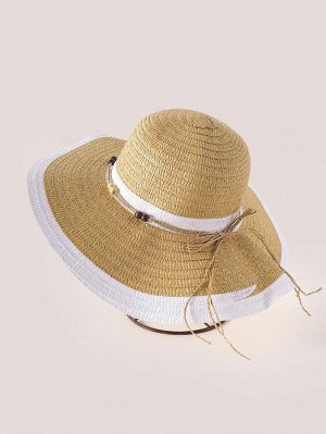 Соломенная шляпа с бусинами