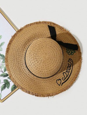 Шляпа от солнца с текстовой вышивкой