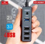 USB HUB Earldom переходник скоростной на 4 USB = 1 USB 3.0 + 3 USB 2.0