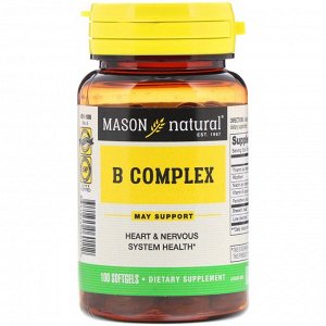 Mason Natural, комплекс витаминов группы В, 100 капсул
