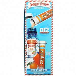 Zipfizz, Healthy Energy With Vitamin B12, Orange Cream, 20 Tubes, 11 g Each