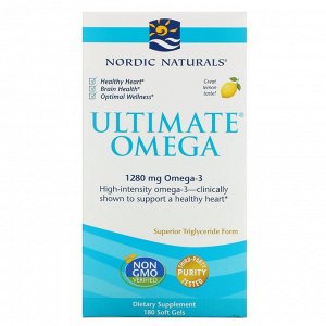 Nordic Naturals, Ultimate Omega, со вкусом лимона, 1280 мг, 180 капсул
