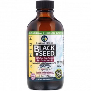 Amazing Herbs, Black Seed, на 100% чистое масло холодного отжима из семян черного тмина, 120 мл (4 жидк. унции)