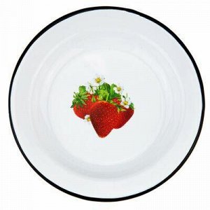 Тарелка эмалированная 0,3л, круглая, с рисунком, белый (Росс