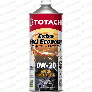 Масло моторное Totachi Extra Fuel 0w20 синтетическое, API SN, ILSAC GF-5, для бензинового двигателя, 1л, арт. 4562374690615