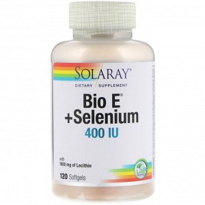 Solaray, Bio  + Selenium, витамин E с селеном, 200 МЕ, 120 капсул