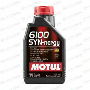 Масло моторное MOTUL 6100 SYN-nergy 5w40, полусинтетическое, API SN/CF, ACEA A3/B4, универсальное, 1л, арт. 103728/111689