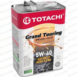 Масло моторное Totachi Grand Touring 5w40 синтетическое, API SN/CF, ACEA A3/B4, универсальное, 4л, арт. 11904
