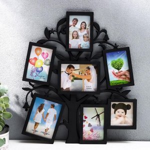 Фоторамка-коллаж на 7 фото 7x7 см, 7x10 см, 8x10 см «Дерево желаний», чёрная, 36x31 см