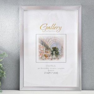 Фоторамка пластик Gallery 21х29,7 см, 641822, серебро (пластиковый экран)