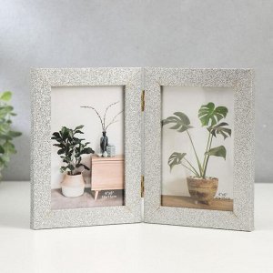 Фоторамка-коллаж на 2 фото 10x15 см «Блёстки», серебро, 18x26.5 см