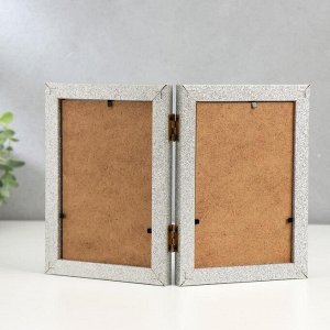 Фоторамка-коллаж на 2 фото 10x15 см «Блёстки», серебро, 18x26.5 см