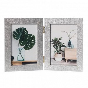 Фоторамка-коллаж на 2 фото 10x15 см «Блёстки», серебро, 18x26.5 см