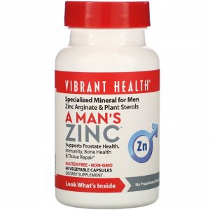 Vibrant Health, A Man's Zinc, 60 Vegetable Capsules