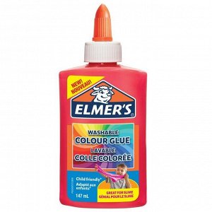 Клей канцелярский Elmers "Colour Glue", 147мл, для слаймов, розовый, непрозрачный