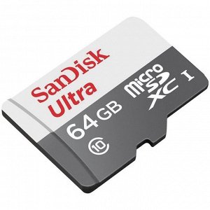 Карта памяти MicroSDXC 64GB Class 10 SanDisk, скорость чтения 48Мб/сек