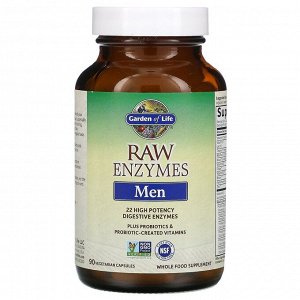 Garden of Life, RAW Enzymes, ферменты для мужчин, 90 вегетарианских капсул