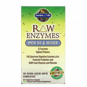 Garden of Life, RAW Enzymes, Men 50 & Wiser, 90 Vegetarian Capsules