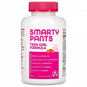 SmartyPants, Teen Girl Formula, пищевая добавка для подростков женского пола, лимон и лайм, ягодный микс, 120 жевательных конфет