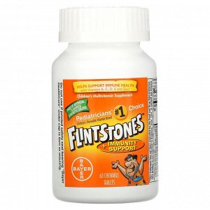 Flintstones, мультивитаминная добавка для детей, поддержка иммунитета, фруктовый вкус, 60 жевательных таблеток