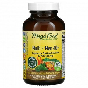 MegaFood, Multi for Men 40+, комплекс витаминов и микроэлементов для мужчин старше 40 лет, 120 таблеток