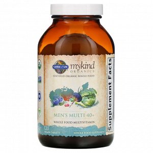 Garden of Life, MyKind Organics, мультивитамины из цельных продуктов для мужчин от 40 лет, 120 веганских таблеток