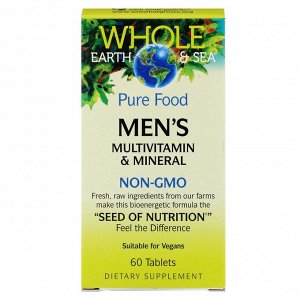 Natural Factors, Whole Earth & Sea, мультивитаминный и минеральный комплекс для мужчин, 60 таблеток