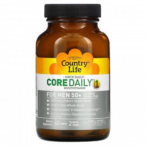 Country Life, Core Daily-1, мультивитамины для мужчин старше 50 лет, 60 таблеток