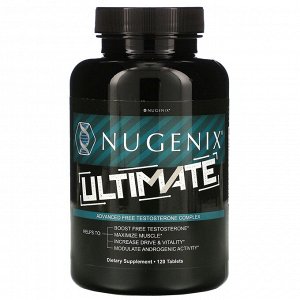 Nugenix, Ultimate, улучшенный комплекс свободного тестостерона, 120 таблеток