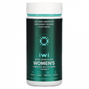 IWi, Полный комплекс мультивитаминов и омега-3 для женщин, 60 мягких таблеток