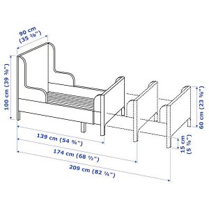 BUSUNGE БУСУНГЕ Раздвижная кровать, белый80x200 см