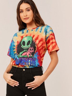 Разноцветная футболка с принтом