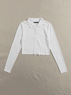 Трикотажная рубашка-поло с волнистым краем