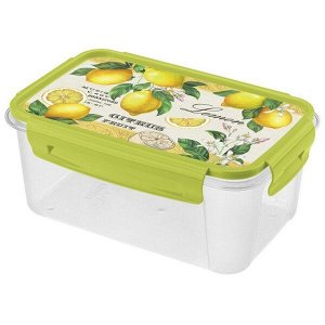 Бытпласт / Контейнер д/продуктов с декором LOCK&OK 1,1л ,зеленый ...