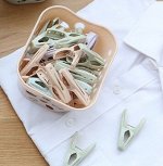 Корзинка с прищепками, набор из 30 шт, случайного цвета, цвет корзины розовый