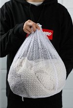 Мешок для стирки , с крупной сеткой, среднего размера, цвет белый