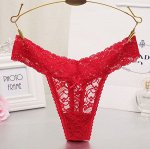 Женские кружевные стринги, цвет красный