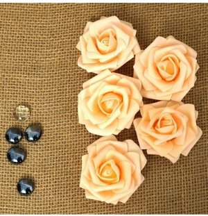 Роза 7 см фоамиран (20-25 шт в упаковке) персиковая