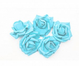 Роза 7 см фоамиран (20-25 шт в упаковке) светло-голубая