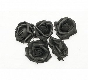 Роза 7 см фоамиран (20-25 шт в упаковке) черная