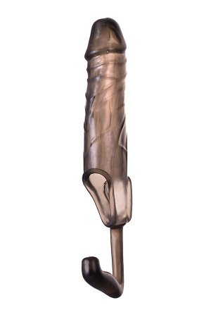 Насадка на пенис с дополнительной стимуляцией XLover by TOYFA, TPE, черный прозрачный, 15 см