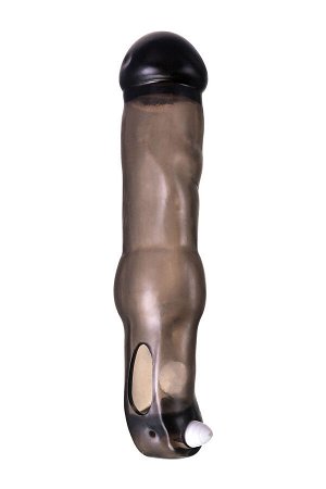Насадка на пенис с вибрацией XLover by TOYFA, TPE, черный прозрачный, 19,4 см