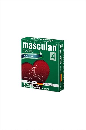 Презервативы Masculan, сlassic 4, XXL, латекс, увеличенного размера, розовый, 20 см, 5,5 см, 3 шт.