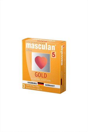 Презервативы Masculan, 5 ultra, золотые, 19 см, 5,3 см, 3 шт.