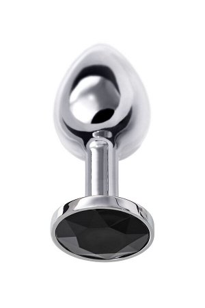 Анальная втулка Metal by TOYFA, металл, серебряная, с черным кристаллом, 7,5 см,  3 см, 145 г