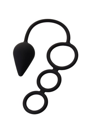 Анальная пробка Erotist Drop с эрекционным кольцом, силикон, черная, 20 см, ? 3,9 см, M