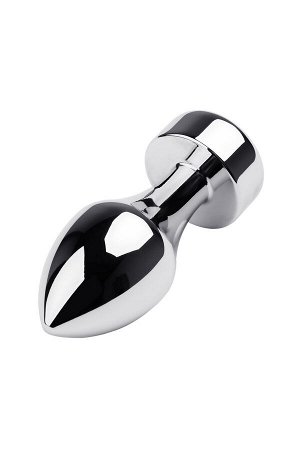 Анальная втулка Metal by TOYFA, металл, серебряная, с чёрным кристаллом, 10,8 см, ? 4 см, 200 г