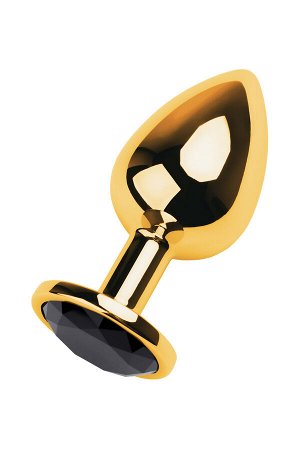 Анальная втулка Metal by TOYFA, металл, золотая, с чёрным кристаллом, 9,5 см, ? 4 см, 145 г