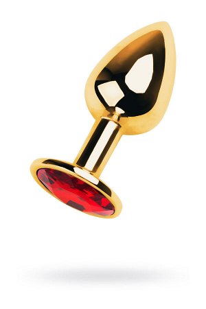 Анальная втулка Metal by TOYFA, металл, золотая, с красным кристаллом, 7 см, ? 2,8 см, 50 г