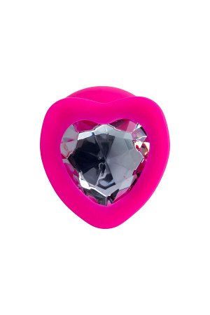 Анальная втулка ToDo by Toyfa Diamond Heart, силикон, розовый, 9,5 см, ? 4 см